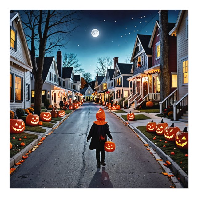 Trick oder Treat Street - Whimsisches Halloween-Ab Fotodruck (Vorne)
