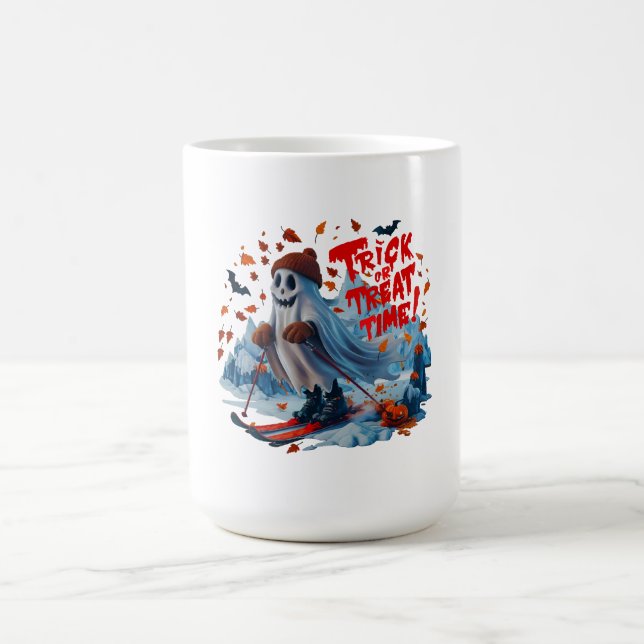 Trick oder Treat Time: Ghost Ski Fun Design Kaffeetasse (Mittel)
