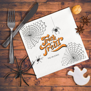 Trick oder Treat Typografie mit Spinnen ID680 Serviette