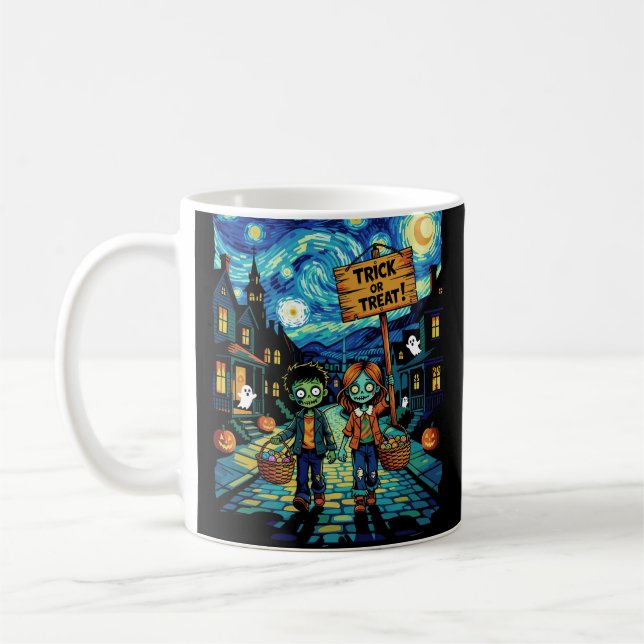 Trick oder Treat Zombies - Van Gogh Starry Hallowe Kaffeetasse (Links)