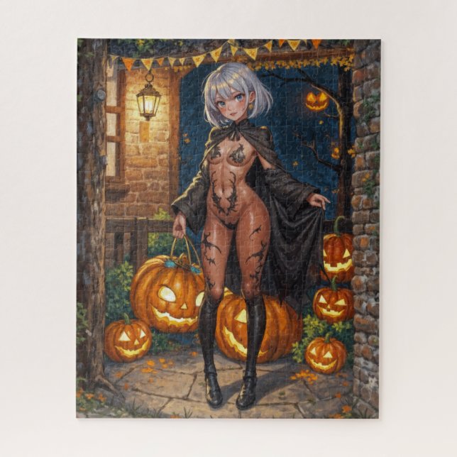 Trick oder Treater, mutiges Halloween-Kostümmädche (Vertikal)
