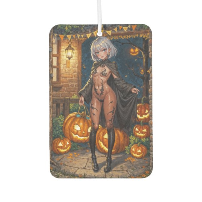 Trick oder Treater, mutiges Halloween-Kostümmädche Autolufterfrischer (Vorderseite)