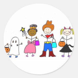 Trick oder Treaters Halloween-Aufkleber Runder Aufkleber