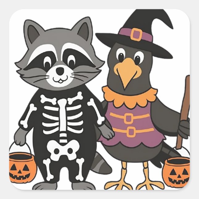 Trick oder Treaters Quadratischer Aufkleber (Vorderseite)