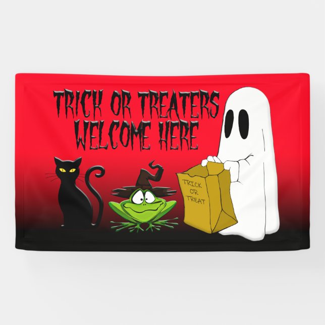Trick oder Treaters Willkommen    HalloweenRed Ban Banner (Horizontal)