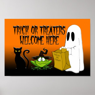 Trick oder Treaters Willkommen hier Halloween Post Poster