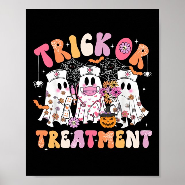 Trick oder Treatment Ghost Nurse Halloween Kostüm  Poster (Vorne)