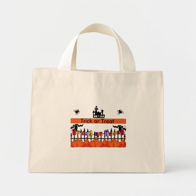 Trick oder Treff Halloween Bag Mini Stoffbeutel (Vorne)
