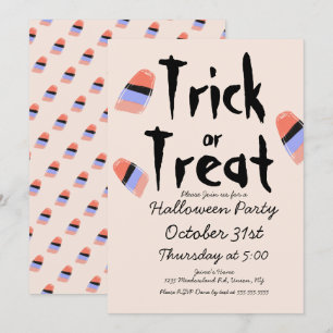 Trick oder Treppen Candy Kostüm Doodle Design Einladung