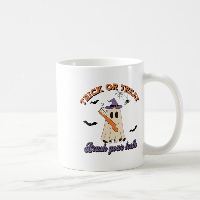 Trick oder Trete Brush Ihre Zähne Zahnpflegemittel Kaffeetasse (Rechts)