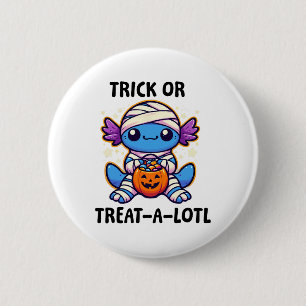 Trick oder Trete ein großes Axolotl Mummy Hallowee Button