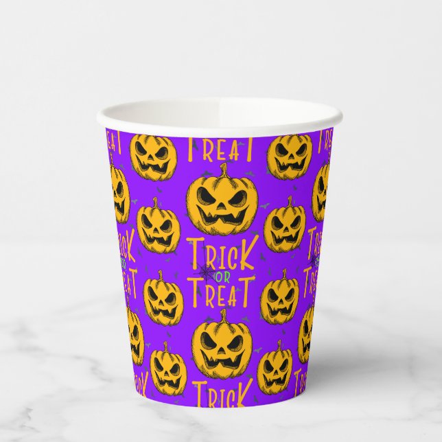 Trick oder Treten Creepy Pumpkins Halloween-Party Pappbecher (Links)