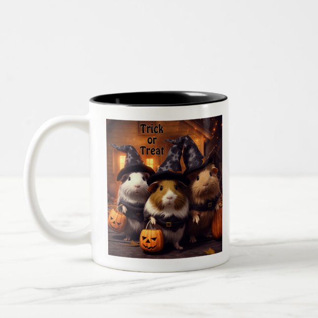 Trick oder Treten Guinea Schweinekaffee Tasse (Links)