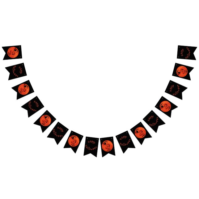 Trick oder Treten mit Hexen & Fledermäusen auf Ora Wimpelkette (Alle)