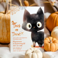 Trick oder Treten niedliches Schwarze Katze Spookt
