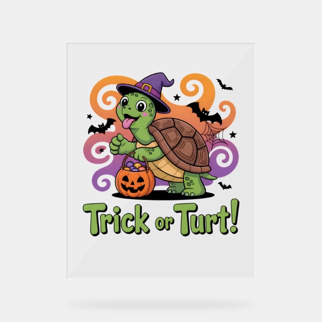 Trick oder Turt Funny Turtle Halloween Acrylschild (Vorderseite)