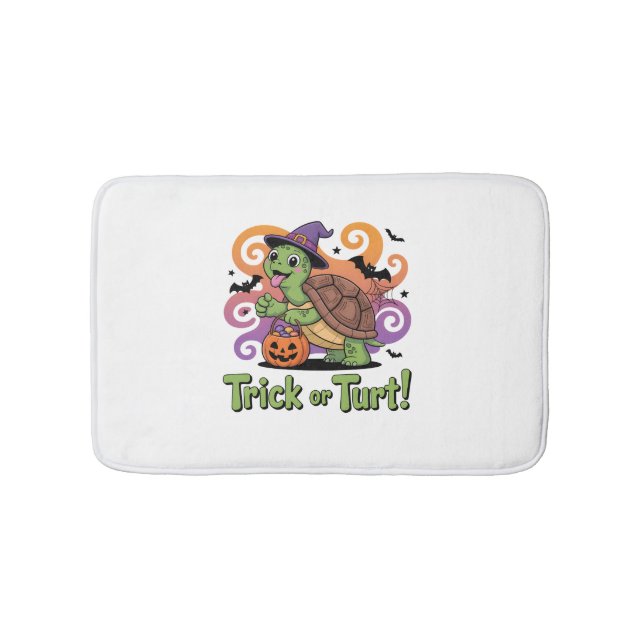 Trick oder Turt Funny Turtle Halloween Badematte (Vorderseite)