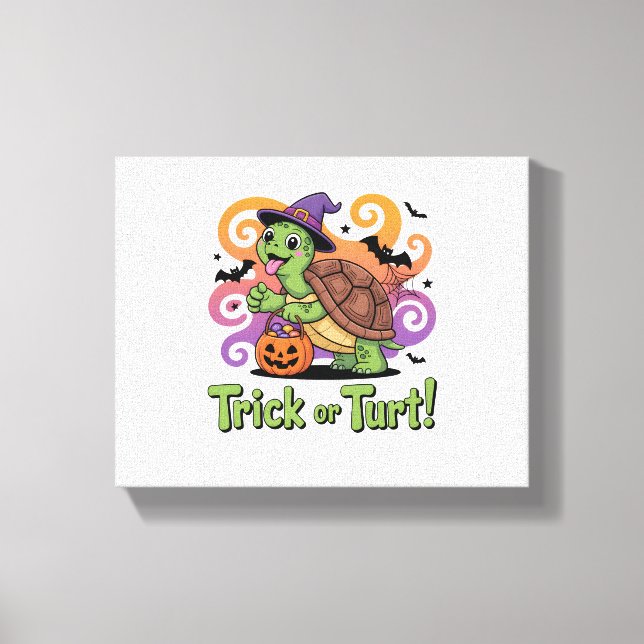 Trick oder Turt Funny Turtle Halloween Leinwanddruck (Vorderseite)
