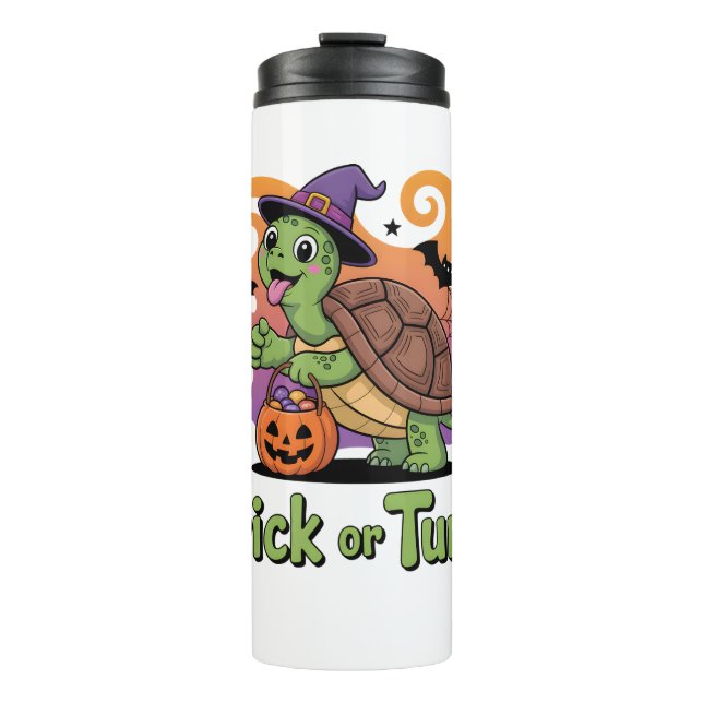 Trick oder Turt Funny Turtle Halloween Thermosbecher (Vorderseite)