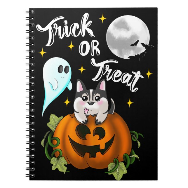 Trick oder zu behandeln Halloween Hund weiß Notizblock (Vorderseite)