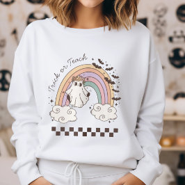 Trick of Teach Rainbow Halloween Boo Ghost Teacher Sweatshirt