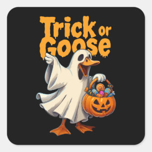 Trick or Gans Halloween Gans Quadratischer Aufkleber