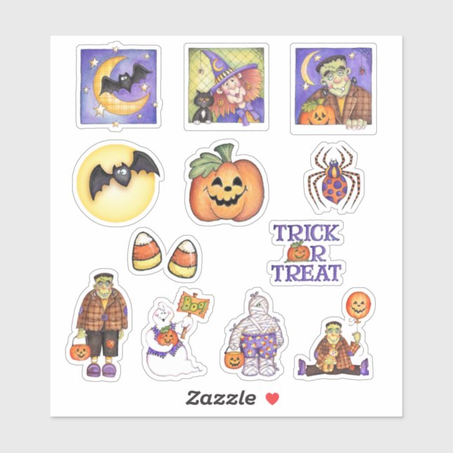 Trick-or-Leckerei Aufkleber (Blatt)