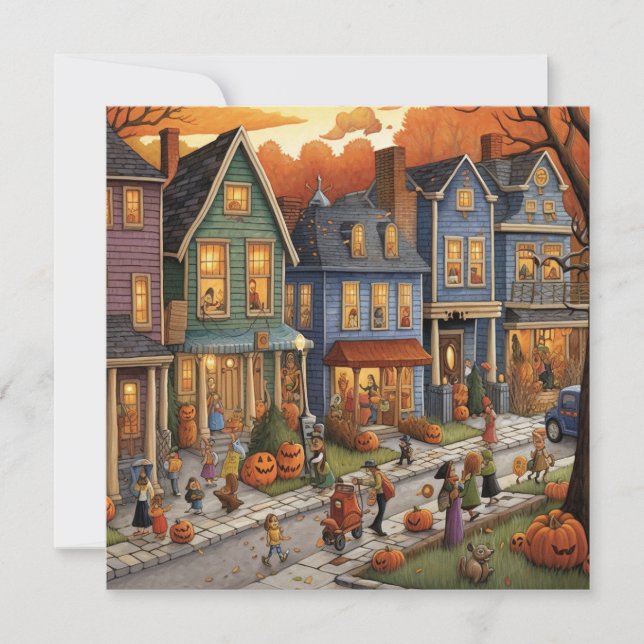 Trick-or-Leckerei Street: Pumpkin Patch Avenue Einladung (Vorderseite)