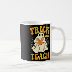 Trick or lehren Groovy Halloween Retro Blumenghost Kaffeetasse