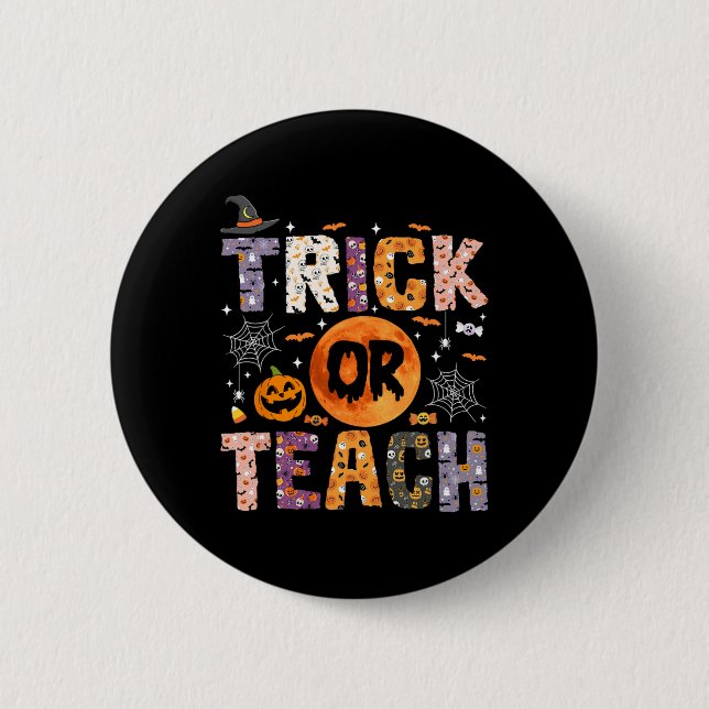 Trick or lehren lustige Lehrer Halloween Ghost Button (Vorderseite)
