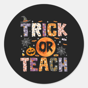 Trick or lehren lustige Lehrer Halloween Ghost Runder Aufkleber