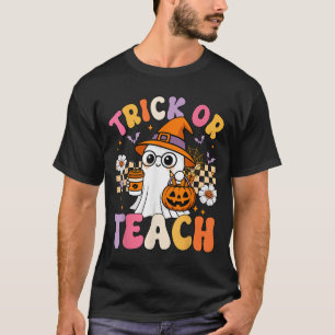 Trick or lehren Niedliche Ghost-Kaffeepumpen Hallo T-Shirt