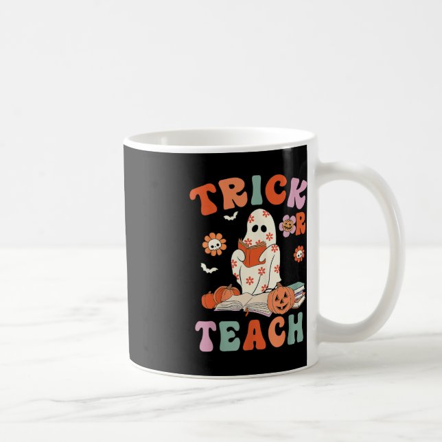 Trick or lehren Retro Groovy Blumenlehrer H Kaffeetasse (Rechts)