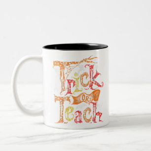 Trick or lehrer Funny Halloween Tee Zweifarbige Tasse