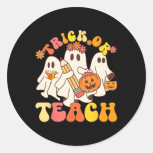 Trick or lehrghost Halloween Lehrerin Ästhetik Runder Aufkleber