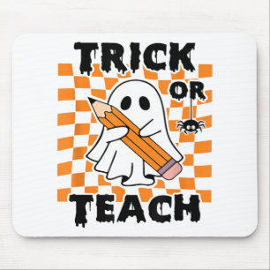 Trick or lehrghost Retro Groovy Halloween Teache Mousepad
