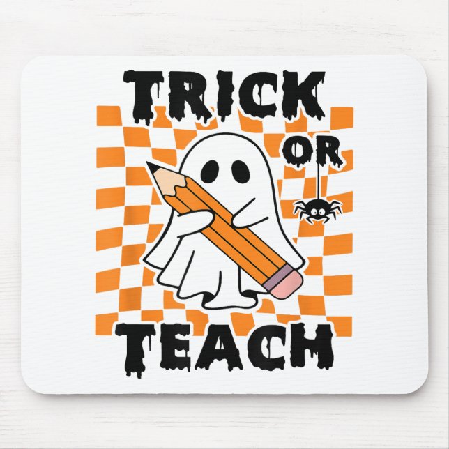 Trick or lehrghost Retro Groovy Halloween Teache Mousepad (Vorne)