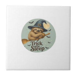 Trick or Sleep – Süße Hexe Faultier Halloween Wort Fliese