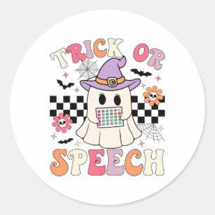 Trick or Speech Retro Slp Halloween Sprachtherapie Runder Aufkleber