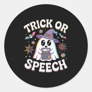 Trick or Speech Retro Slp Halloween Sprachtherapie Runder Aufkleber