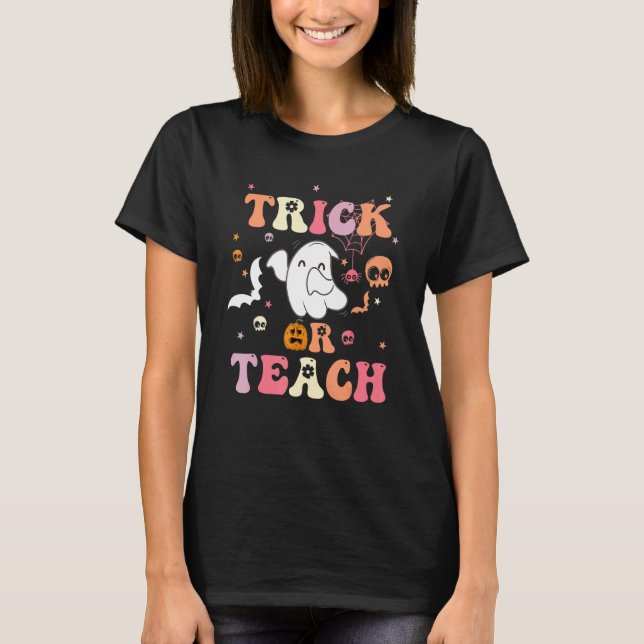 Trick Or Teach  Groovy Teacher Halloween Costume 2 T-Shirt (Vorderseite)