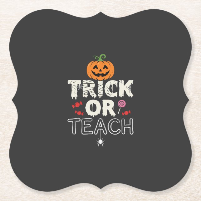 Trick or Teach Halloween-Lehrer-Design (2)_1 Untersetzer (Vorderseite)