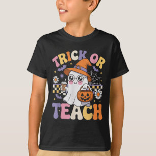 Trick Or Teach Lehrer Groovy Geist Lustiger Hallow T-Shirt