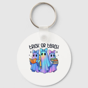 Trick or teeach Pastel Galaxy Ghost Halloween Spoo Schlüsselanhänger