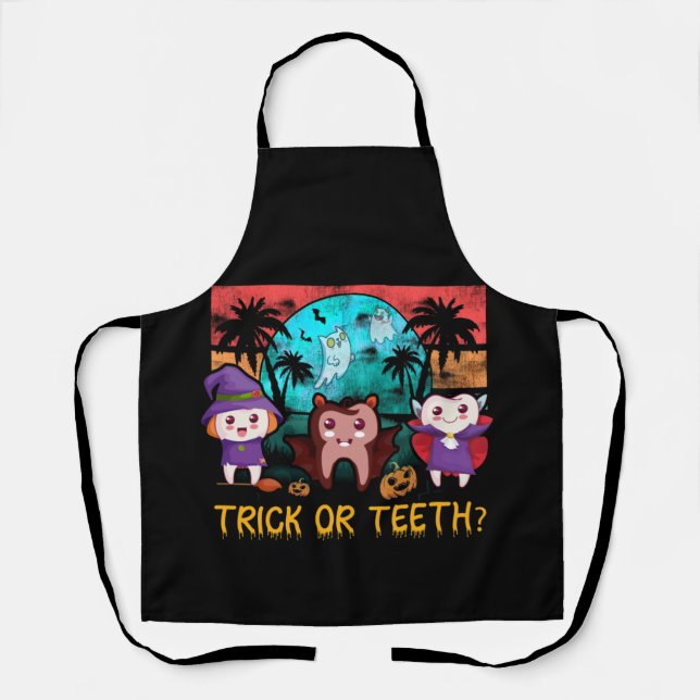 Trick or Teeth Dentist Halloween Kostümententalent Schürze (Vorderseite)