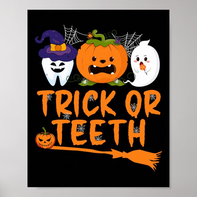 Trick Or Teeth Funny Dentist Halloween Dental Squa Poster (Vorne)