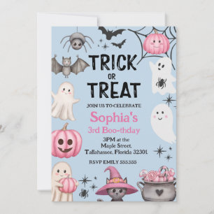 Trick Or Three Halloween-Geist 3. Geburtstagsfeier Einladung