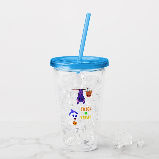 Trick or Treat Bats Candy 31 UK Oktober Halloween Acryltrinkbecher (Rückseite Ice)