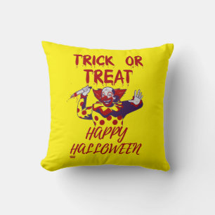 "TRICK OR TREAT BEÄNGSTIGEND CLOWN"-halloween lust Kissen