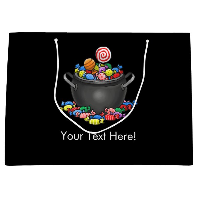 Trick or Treat Candy Cauldron Große Geschenktüte (Vorderseite)